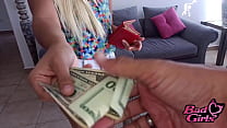 Big ass blonde slut fucks grocery delivery guy Lucky Rappi fucks blonde home alone