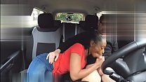 Fake Driving pretty skinny black wife with nice natural breasts
